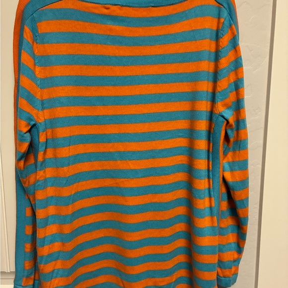 Soft Surroundings Orange and Blue Striped womans Sweater - Picture 4 of 5